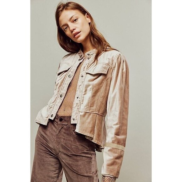 Free People Jackets & Blazers - NEW FREE PEOPLE BALLET RACER VELVET CHAMPAIGN JACKET SZ XS